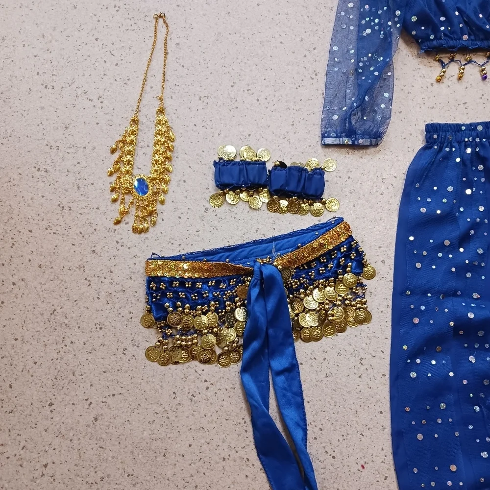 Astage Kids Girls Indian Belly‎ Dance Costume Sequins Coin Tassel Sz S (3/5)